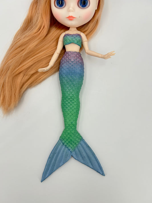 Marina silicone mermaid tail and bra for doll (doll not included)