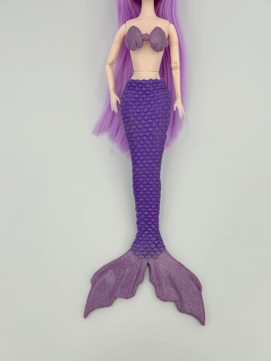 Mermaid Melody silicone mermaid tail and bra for doll (doll not included)
