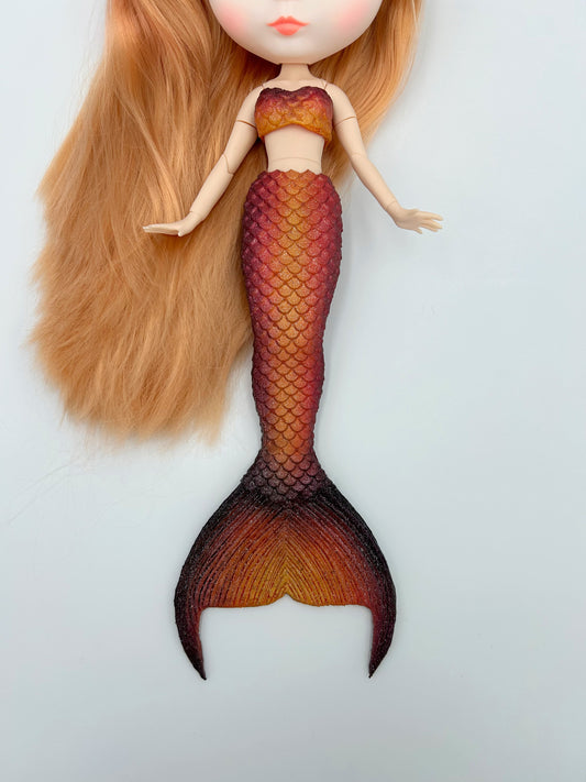 Splash silicone mermaid tail and bra for doll (doll not included)